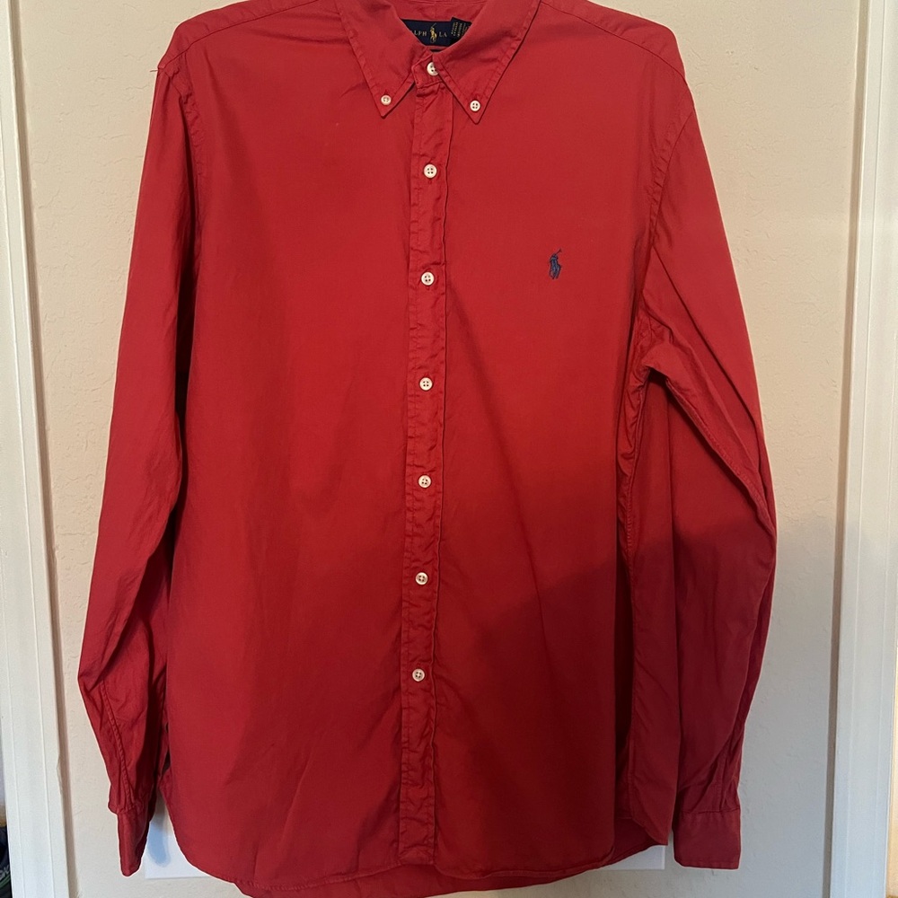 Ralph Lauren Classic Fit Red Button-Down Shirt - Size L